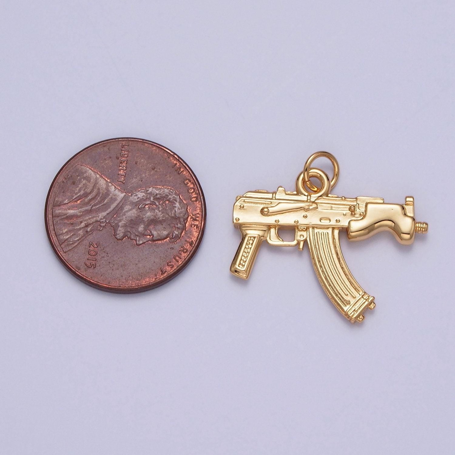 Sp89 semi-auto pistol pendant 24k gold plated gun charm, necklace bracelet charm pendant | x-147