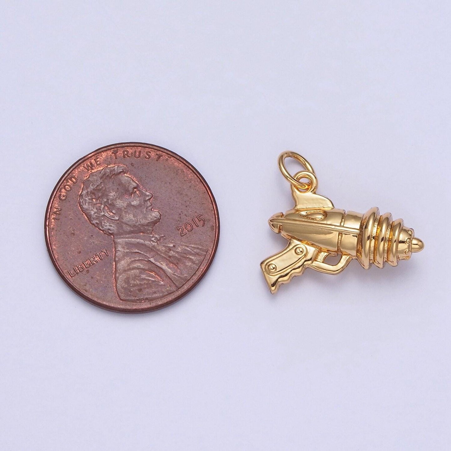 Space gun pendant 24k gold plated gun charm, necklace bracelet charm pendant | x-144