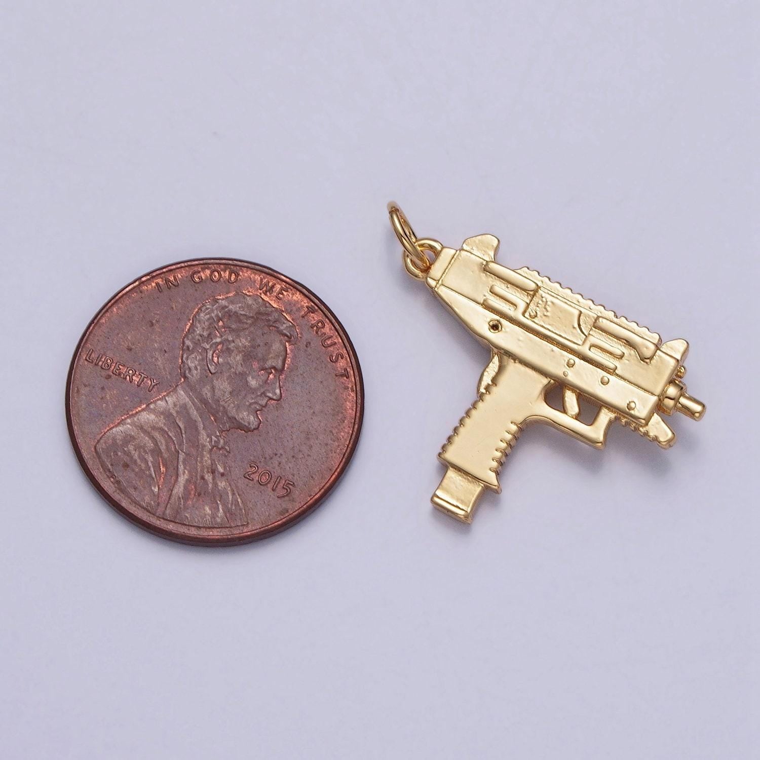 Hot glue gun pendant 24k gold plated gun charm, necklace bracelet charm pendant | x-143