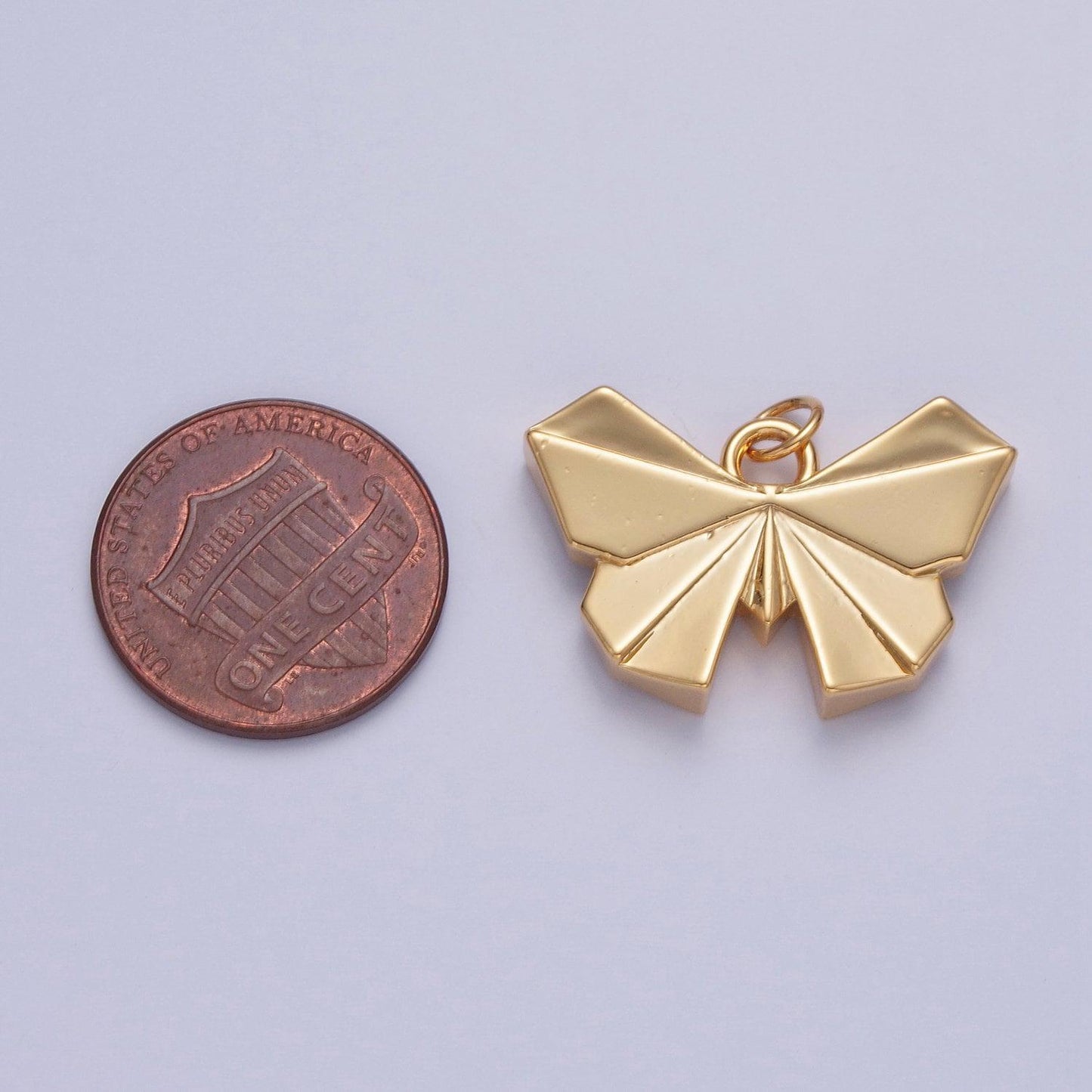 24k gold filled simple origami winged butterfly pendant, minimalistic paper butterfly wings charms for diy jewelry | x-081