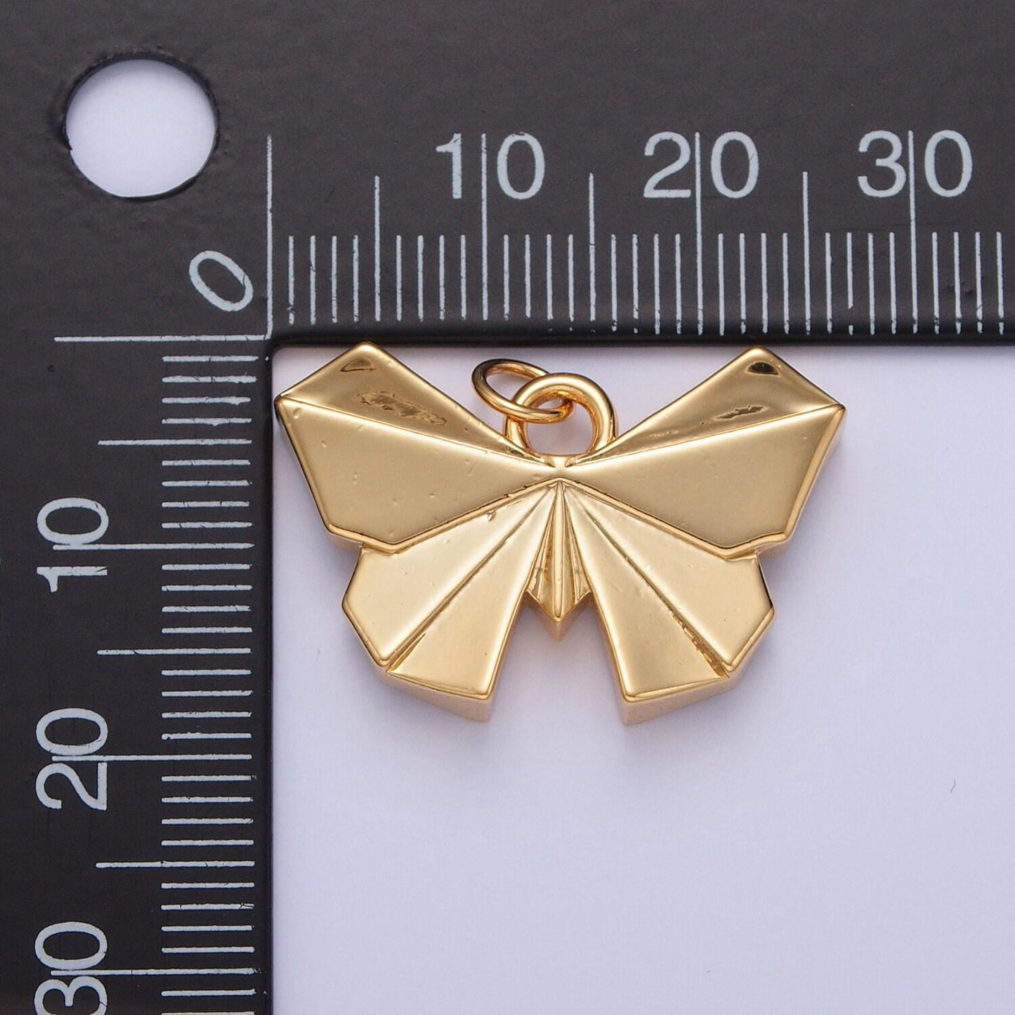 24k gold filled simple origami winged butterfly pendant, minimalistic paper butterfly wings charms for diy jewelry | x-081