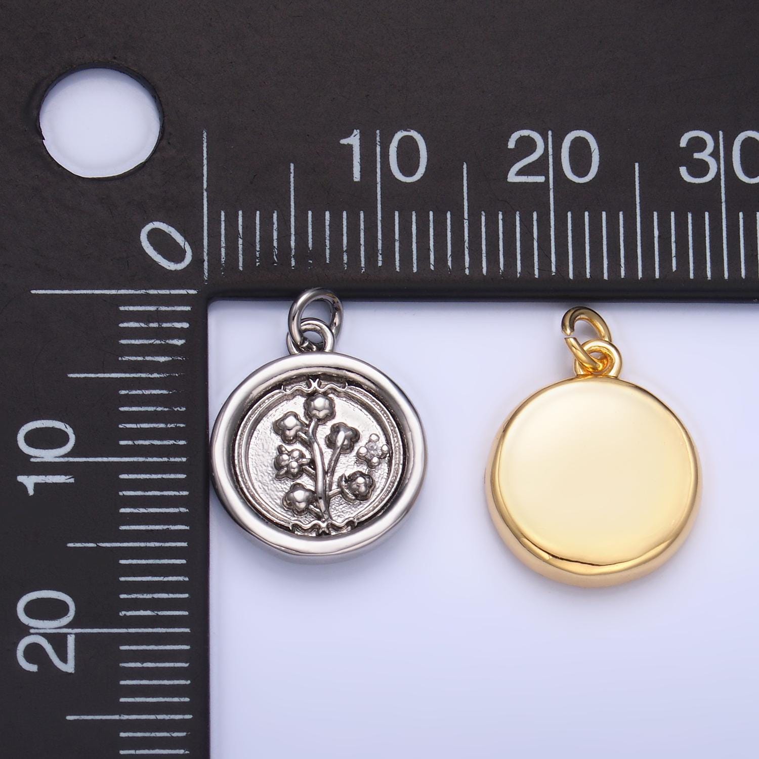 24k gold filled Cotton Blossom flower Charm mini Coin charm | W382