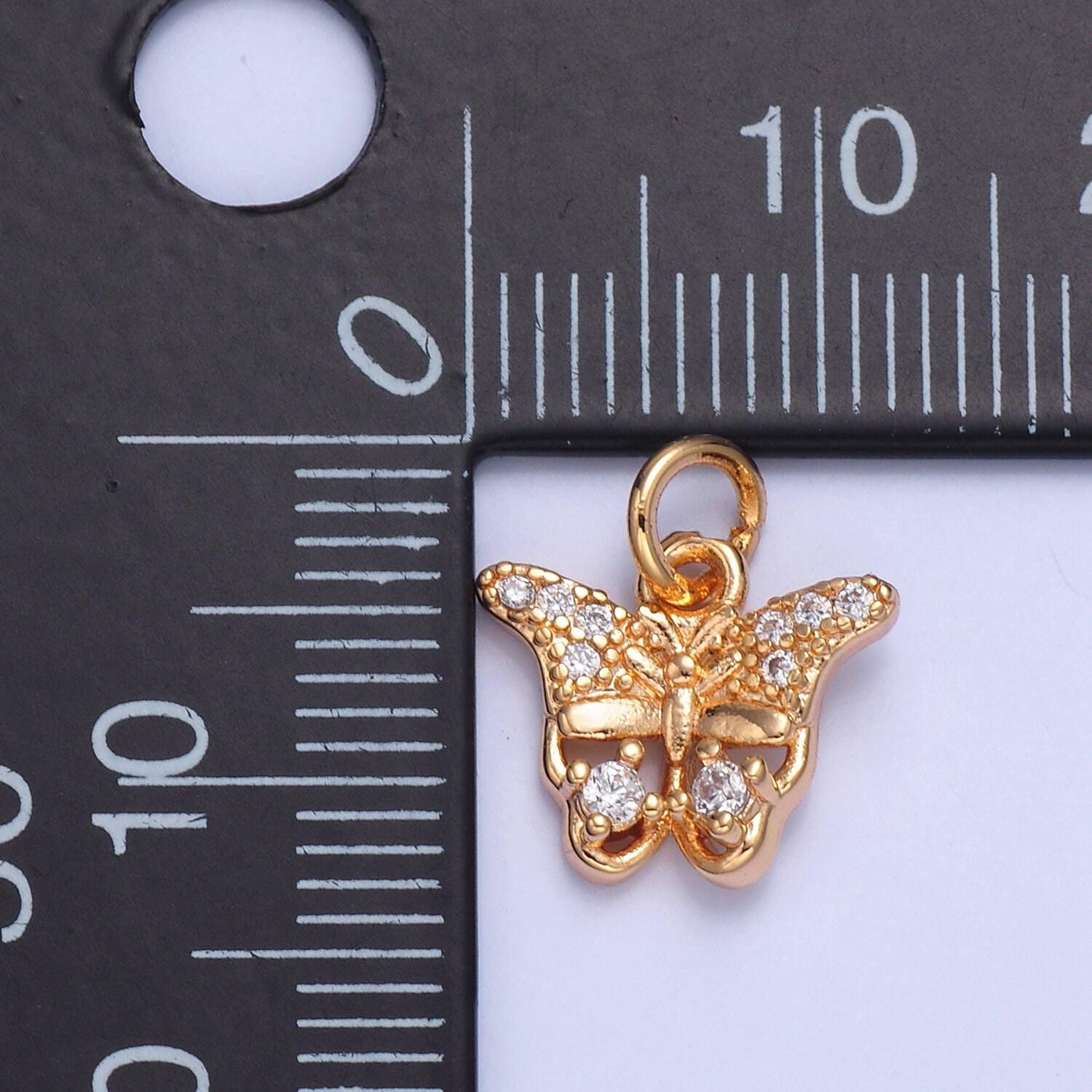 24k gold dainty butterfly colored/clear micro pave cz clear stone pendant, add on crystal cz charm for necklace bracelet | x-038, x-039