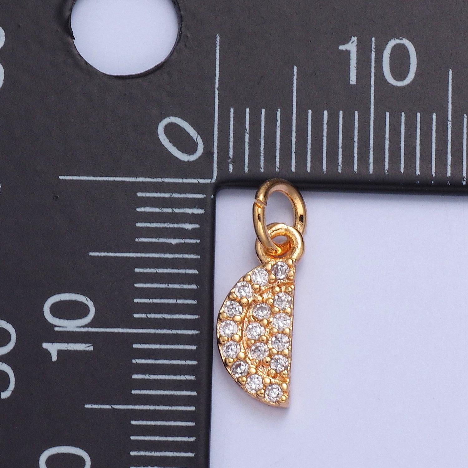 24k gold watermelon colored/clear micro pave cz clear stone pendant, add on charm crystal cz for necklace bracelet supply | x-034, x-035