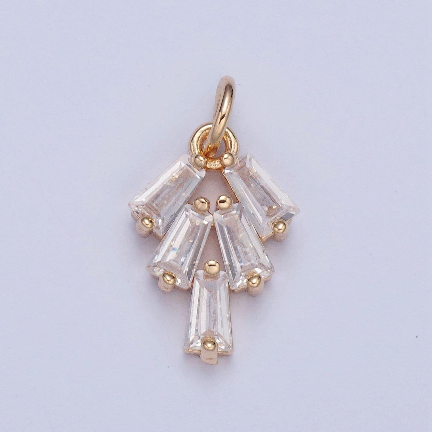 Mini 16k gold-filled charm with clear baguette cz stones | x-019