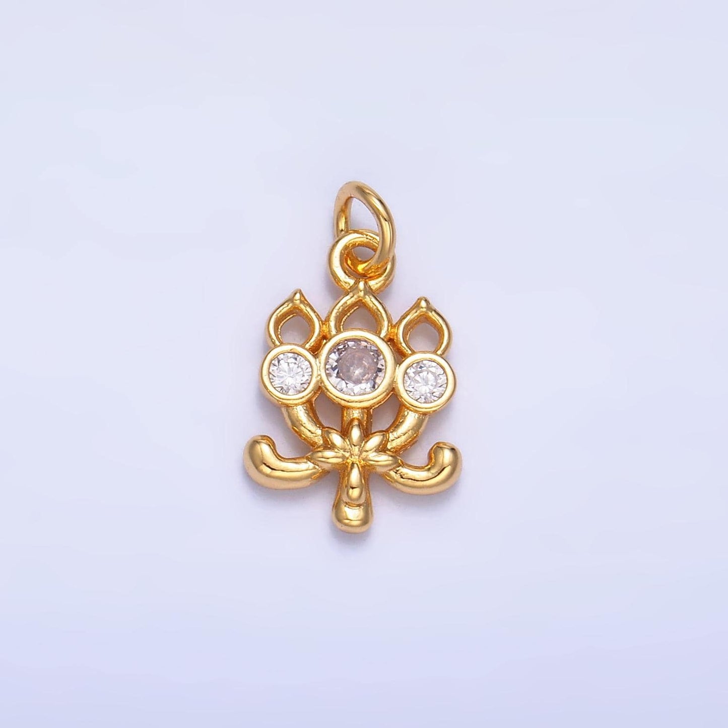 24k gold filled cz flower Charm mini charm | w373