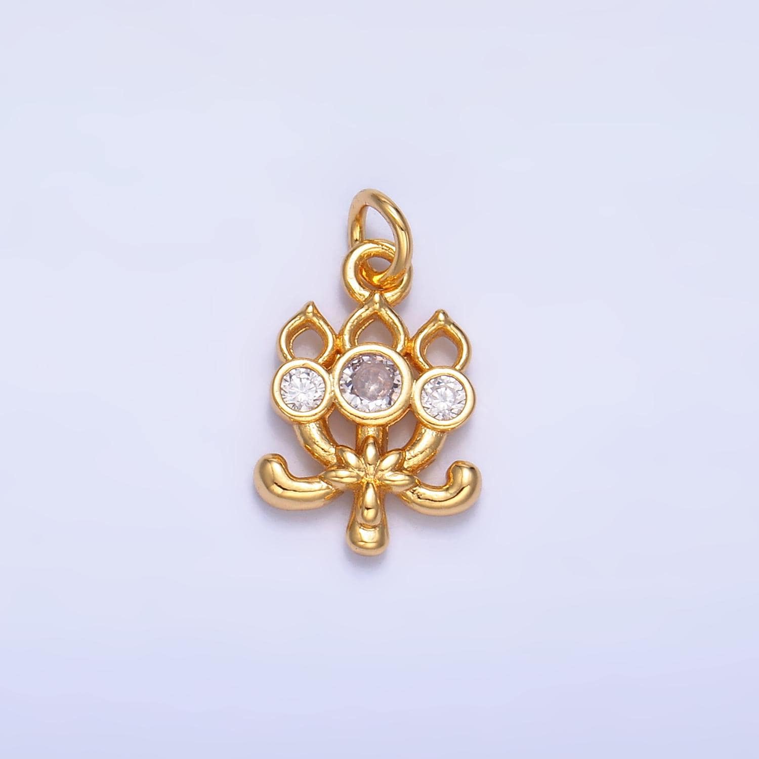 24k gold filled cz flower Charm mini charm | w373