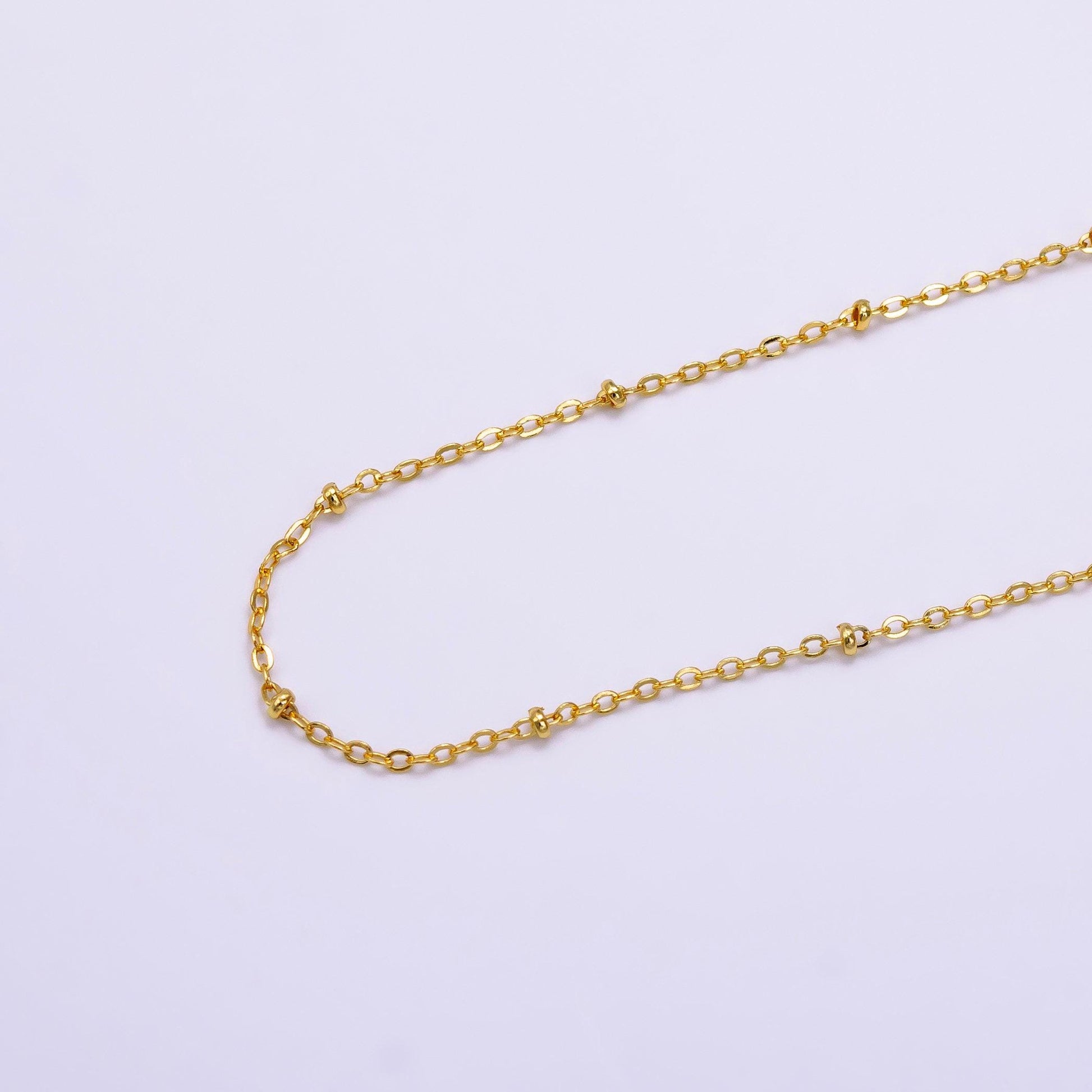 Dainty 18 inch satellite necklace delicate curb link layering chain necklace with small beaded for minimalist jewelry inspired wa2454