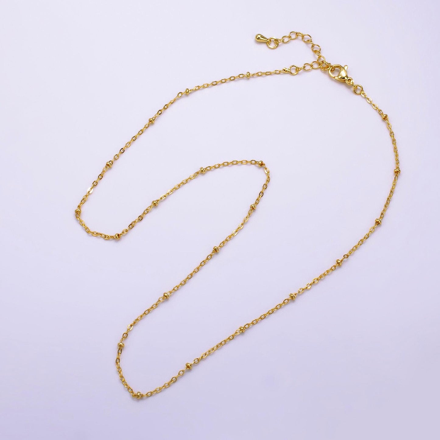 Dainty 18 inch satellite necklace delicate curb link layering chain necklace with small beaded for minimalist jewelry inspired wa2454