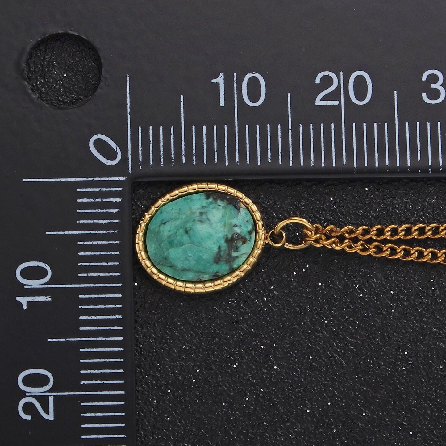 Stainless steel turquoise oval bezel curb chain 16 inch necklace w. extender | wa-2471