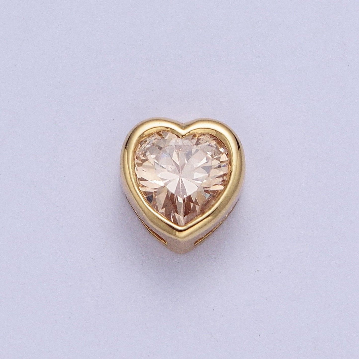 24k gold plated dainty cz heart spacer bead, gold heart spacer beads cz, small heart spacers for bracelet necklace | w-912~w-919