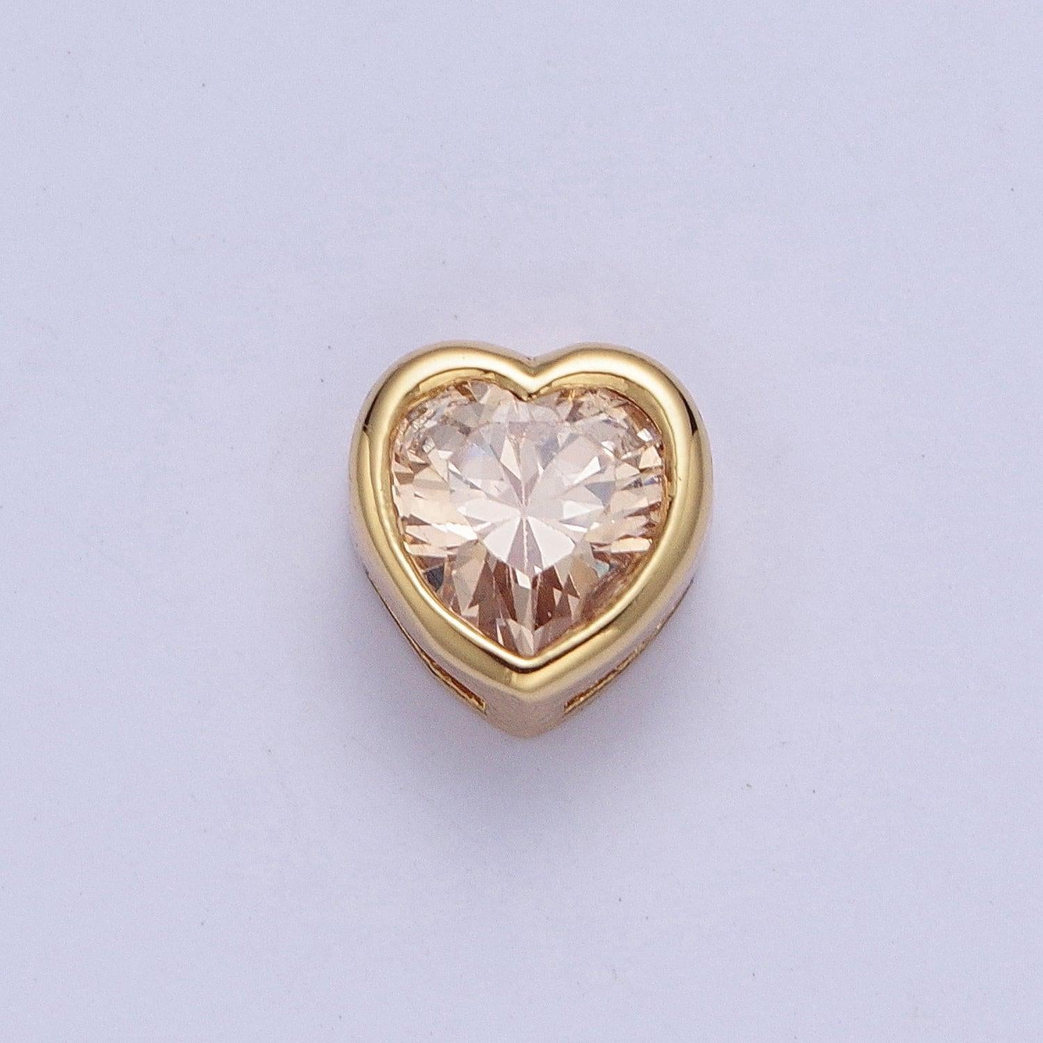 24k gold plated dainty cz heart spacer bead, gold heart spacer beads cz, small heart spacers for bracelet necklace | w-912~w-919