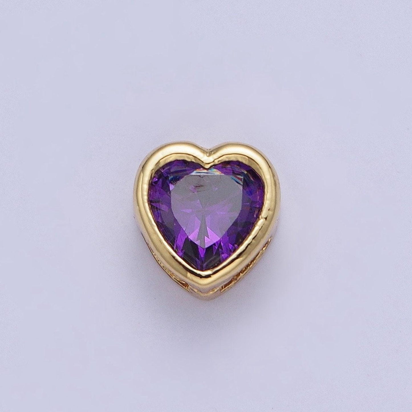 24k gold plated dainty cz heart spacer bead, gold heart spacer beads cz, small heart spacers for bracelet necklace | w-912~w-919