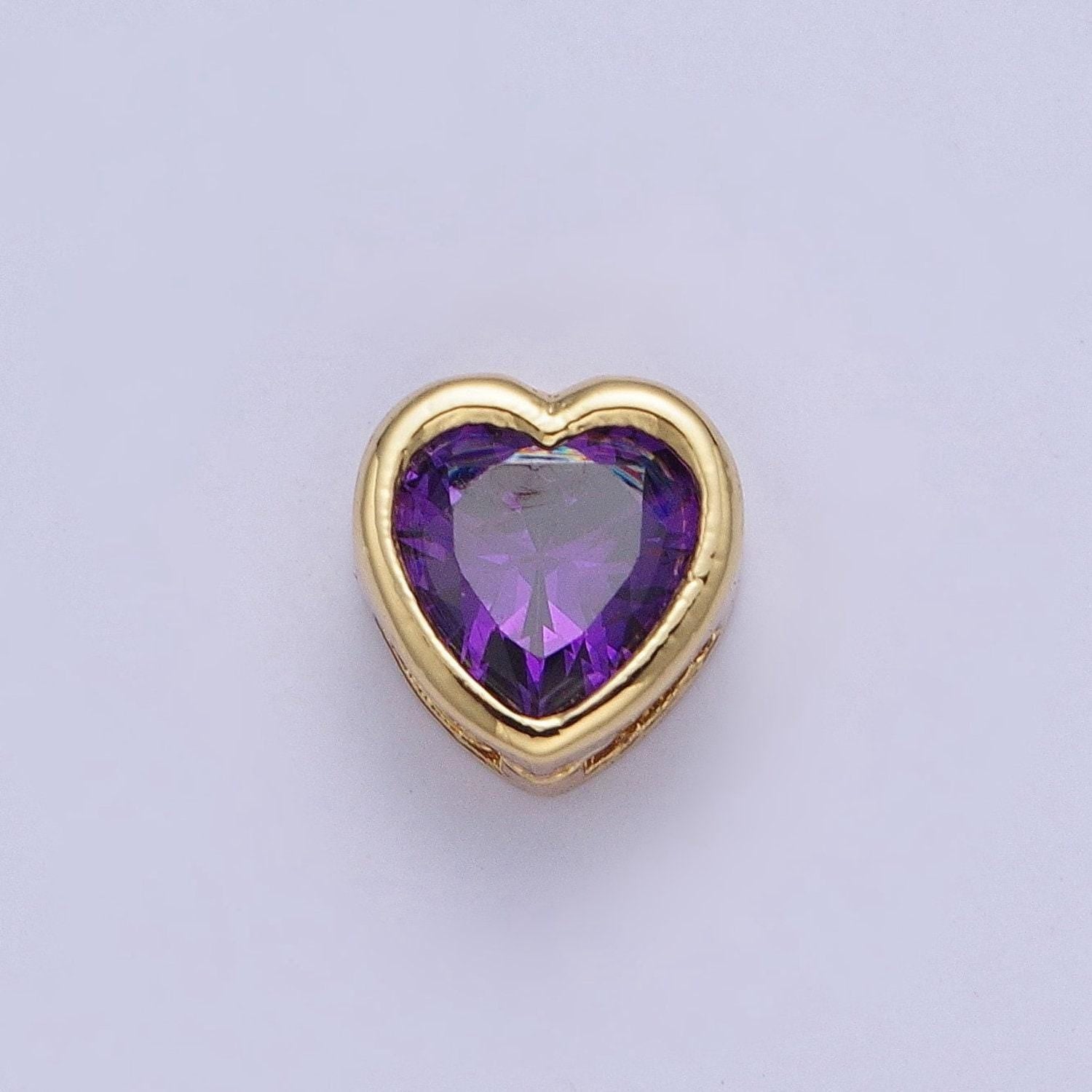24k gold plated dainty cz heart spacer bead, gold heart spacer beads cz, small heart spacers for bracelet necklace | w-912~w-919