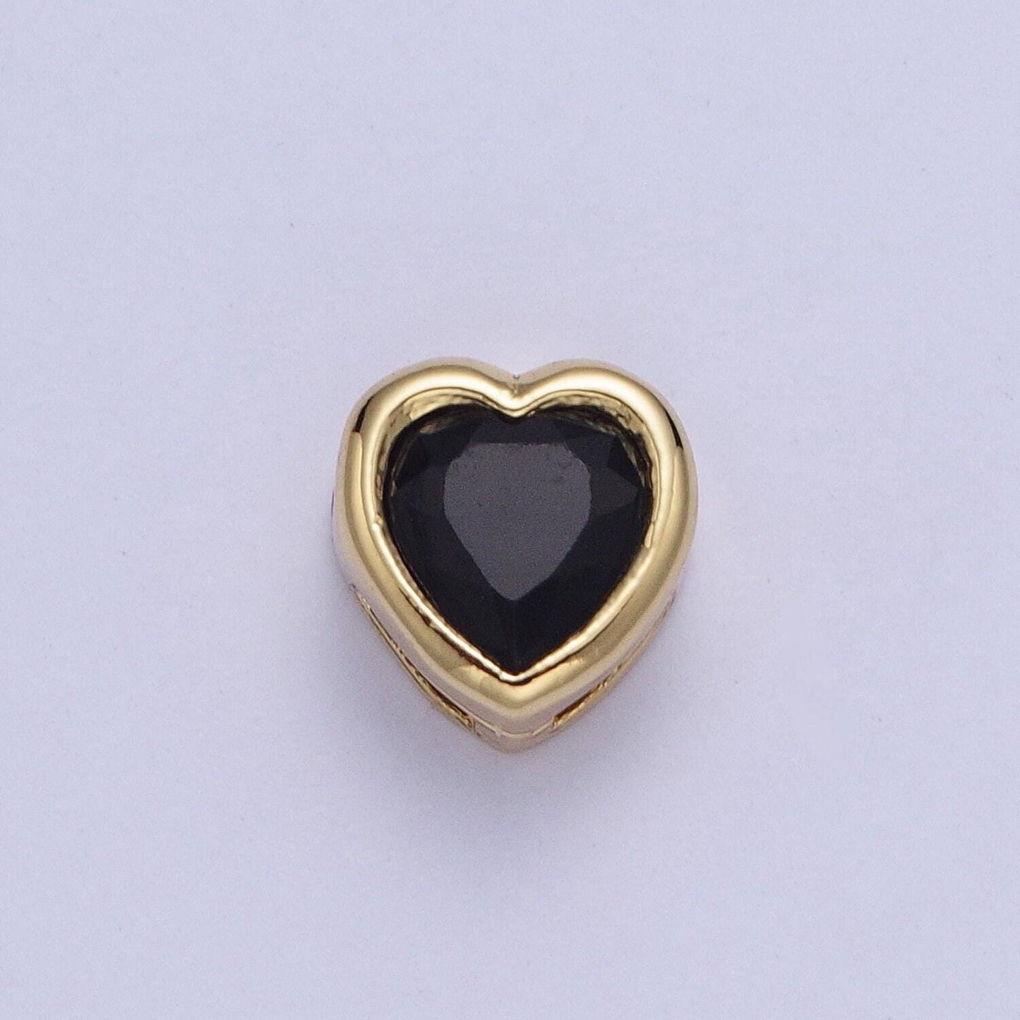 24k gold plated dainty cz heart spacer bead, gold heart spacer beads cz, small heart spacers for bracelet necklace | w-912~w-919