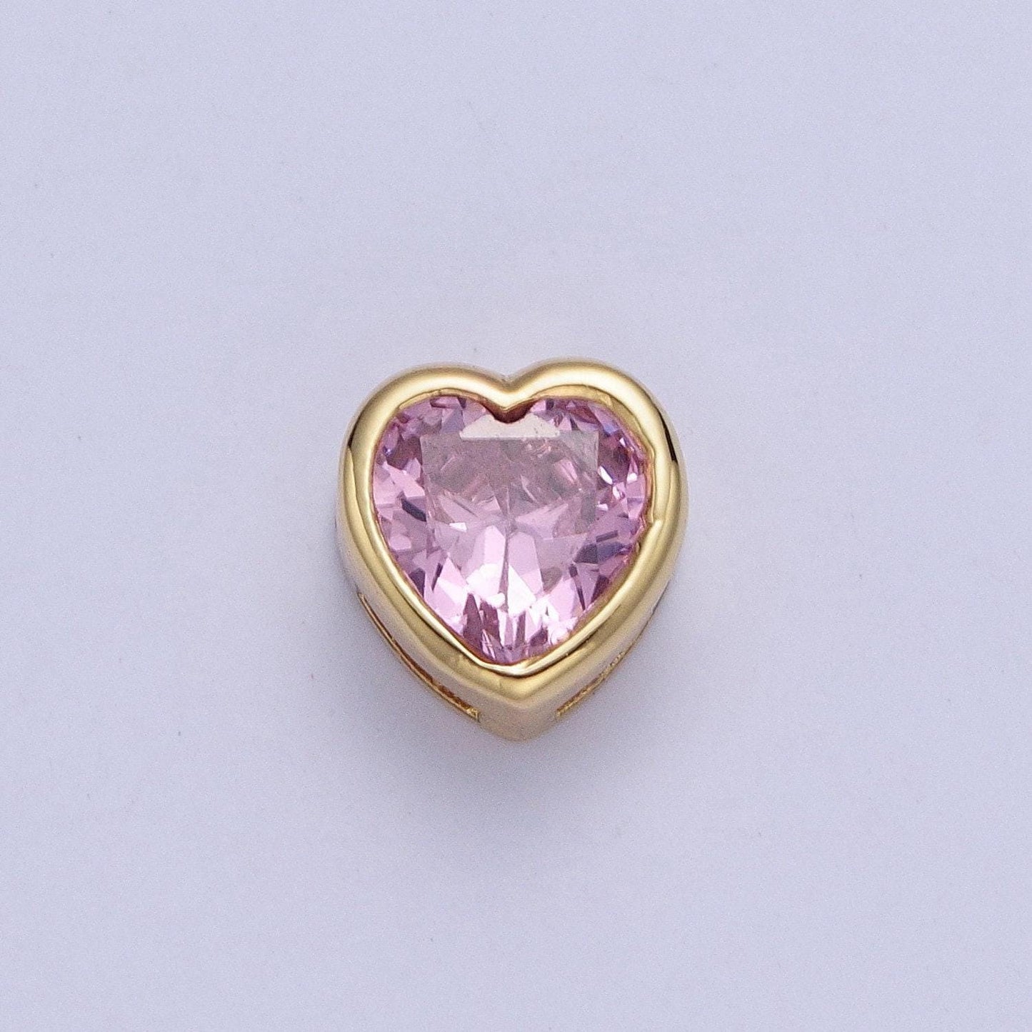 24k gold plated dainty cz heart spacer bead, gold heart spacer beads cz, small heart spacers for bracelet necklace | w-912~w-919