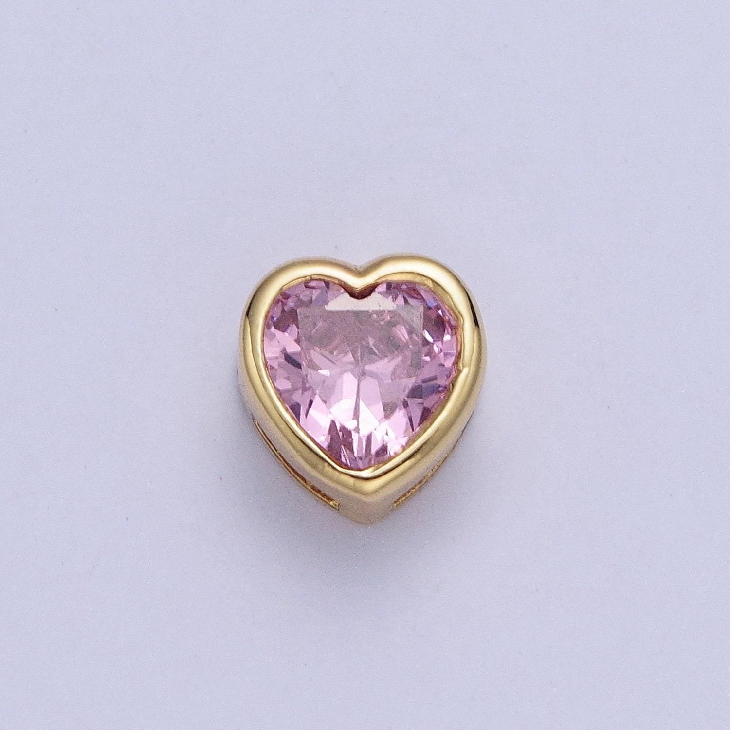 24k gold plated dainty cz heart spacer bead, gold heart spacer beads cz, small heart spacers for bracelet necklace | w-912~w-919