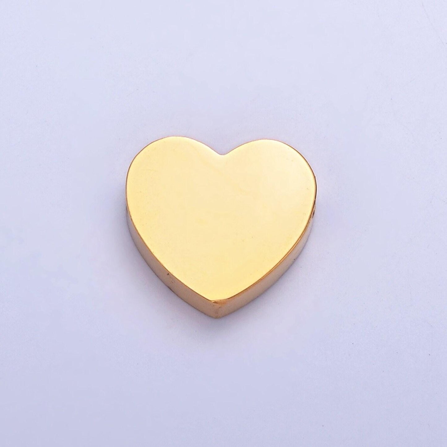 Small gold, silver stainless steel dainty heart love charm hole spacer bead, for diy jewelry european charms beaded bracelet | w-849, w-850