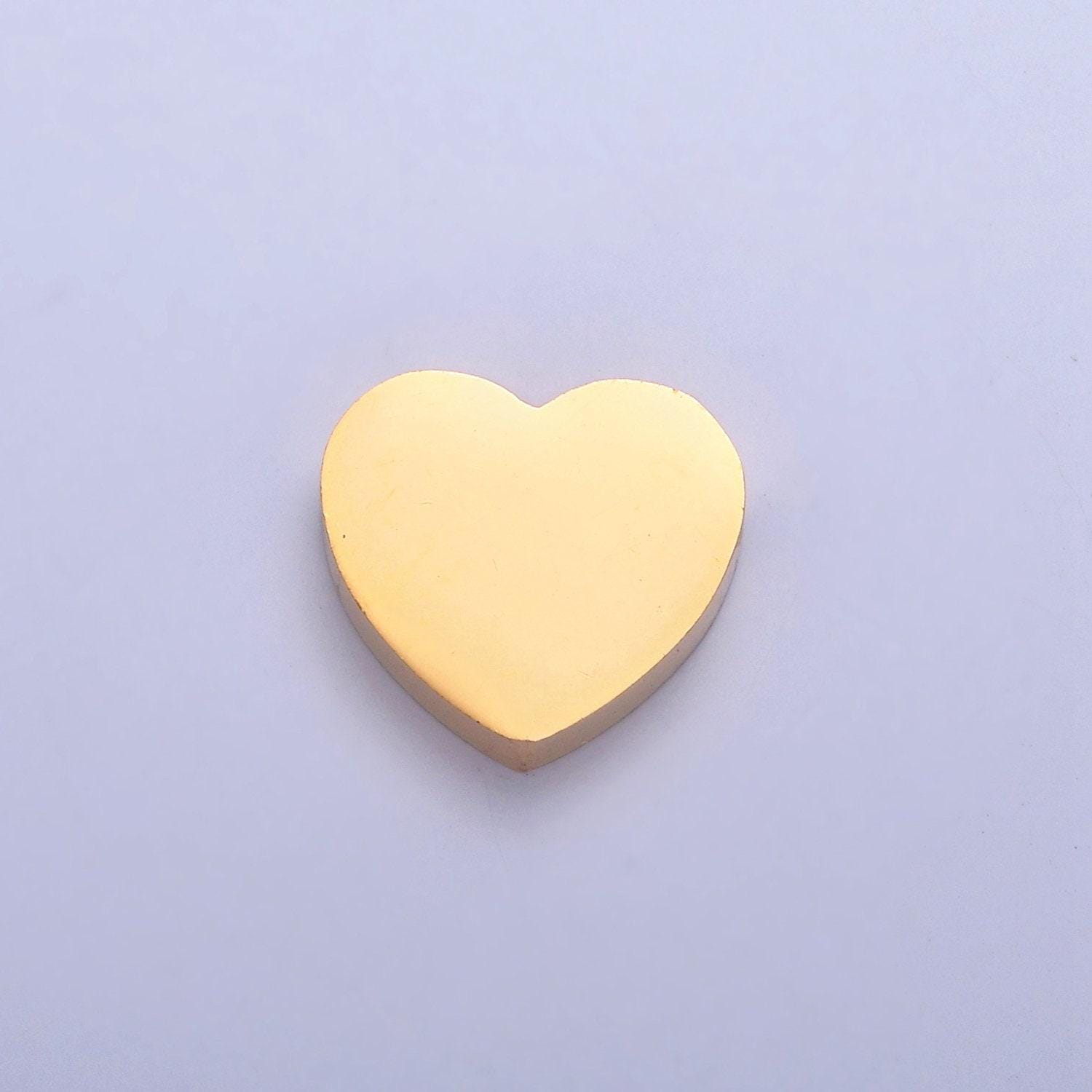Gold, silver stainless steel dainty heart love charm hole spacer bead, for diy jewelry making european charms beaded bracelet | w-847, w-848