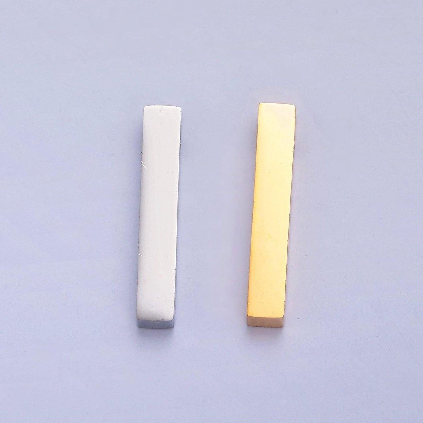 Stainless steel rectangular thin straight line stick charm, gold silver hole spacer bead, for diy charms beaded bracelet | w-835, w-836