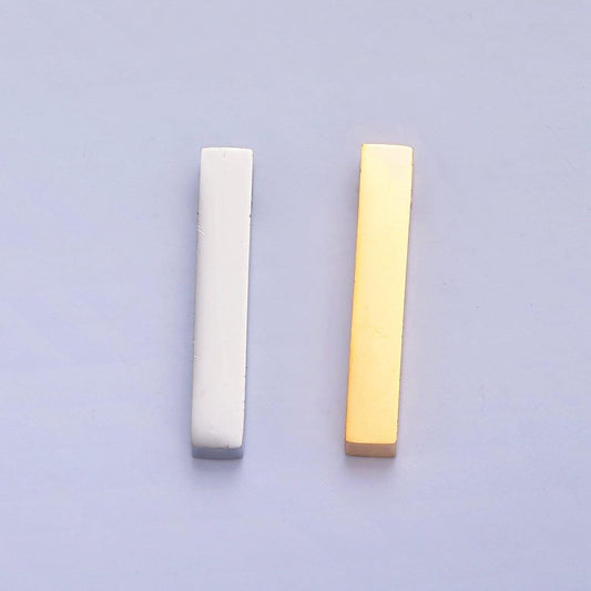 Stainless steel rectangular thin straight line stick charm, gold silver hole spacer bead, for diy charms beaded bracelet | w-835, w-836