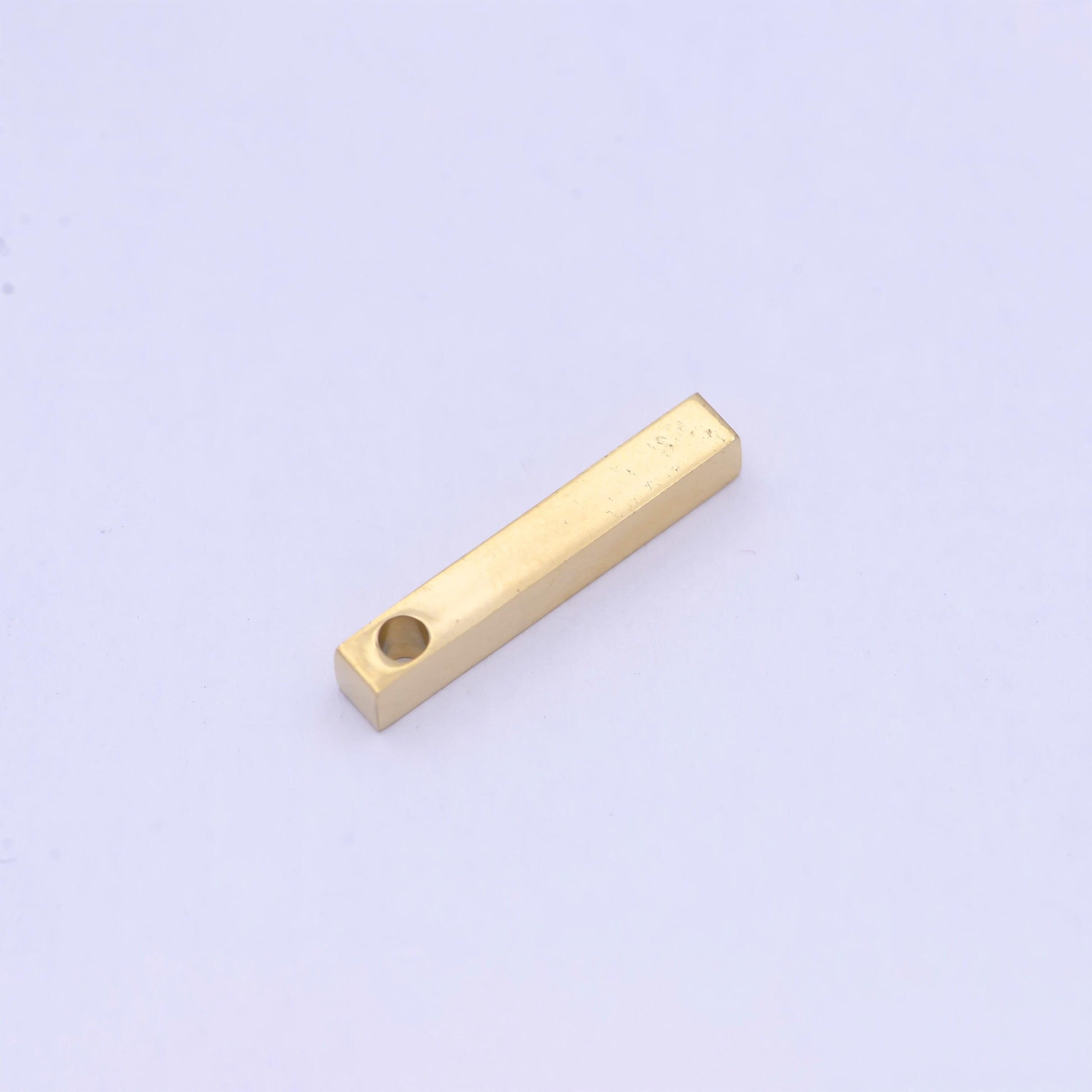 Stainless steel rectangular thin straight line stick charm, gold silver hole spacer bead, for diy charms beaded bracelet | w-835, w-836