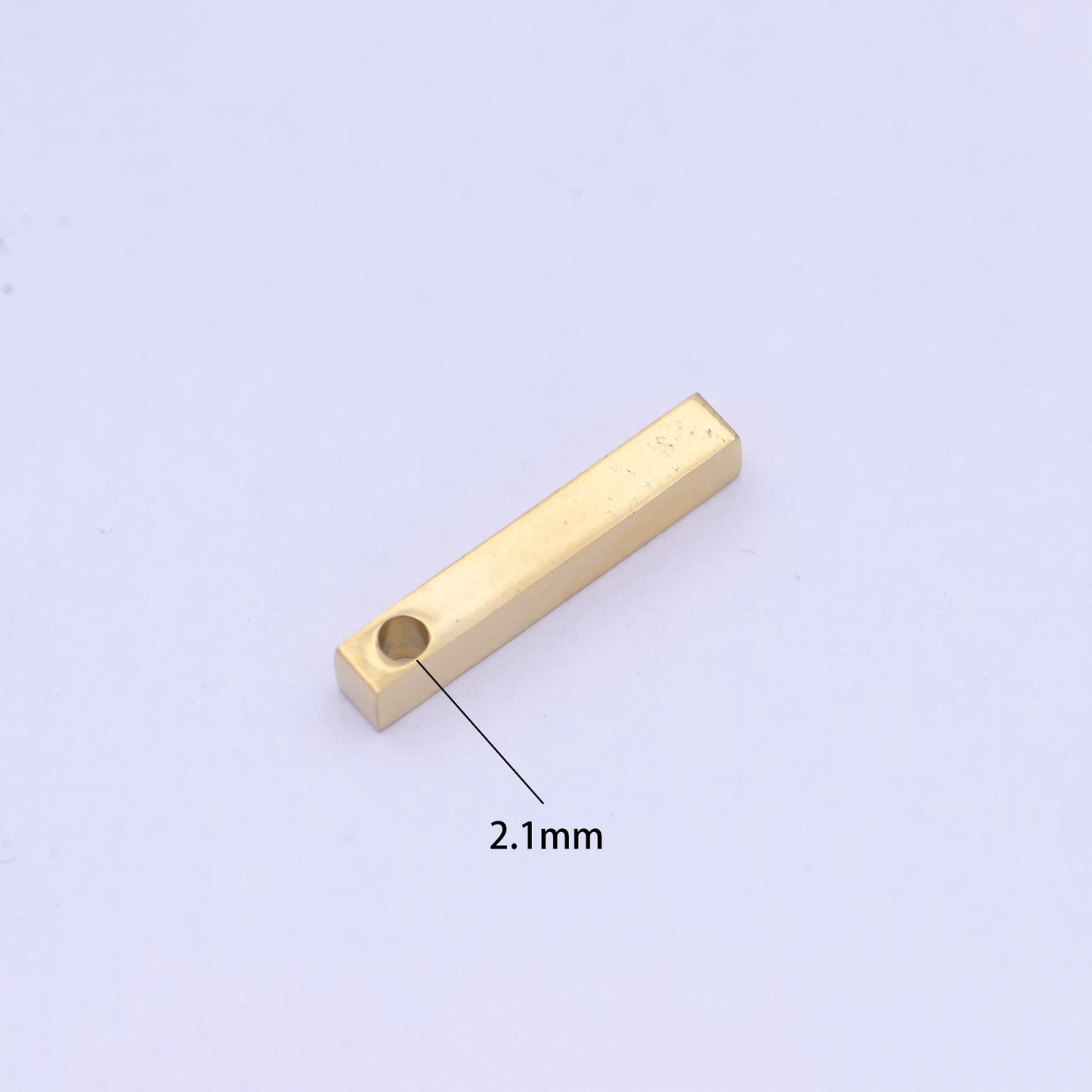 Stainless steel rectangular thin straight line stick charm, gold silver hole spacer bead, for diy charms beaded bracelet | w-835, w-836