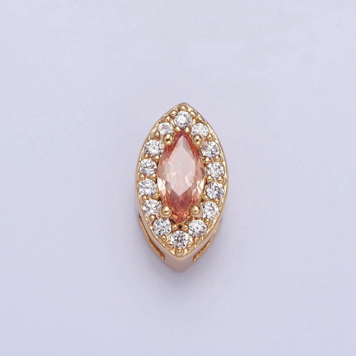 24k gold filled dainty elegant spheroid gemstones cubic zirconia cz beaded-edge pendant charm for jewelry necklace making