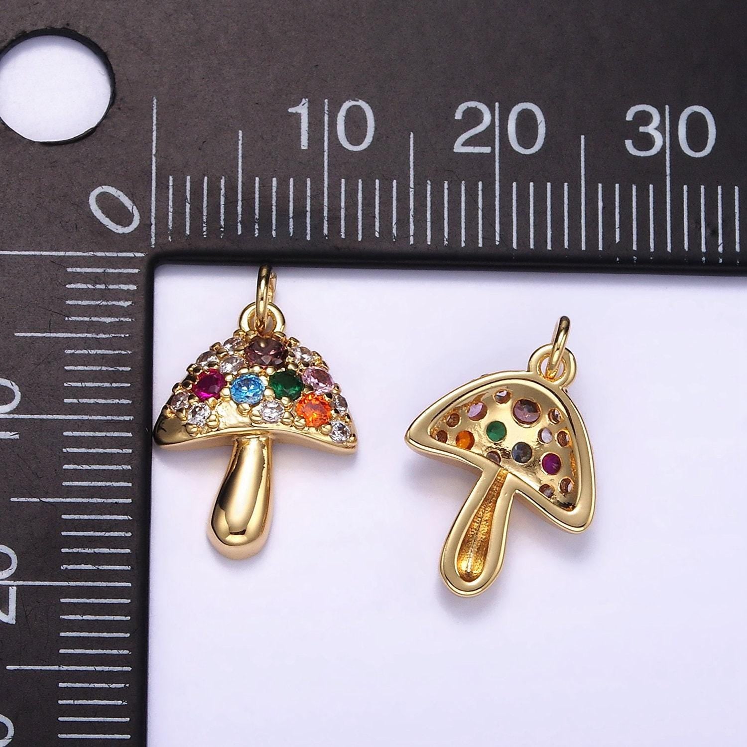 Mini mushroom charm mushroom pendant cubic zirconia charm jewelry supplies handmade jewelry bracelet necklace earring supplies w776