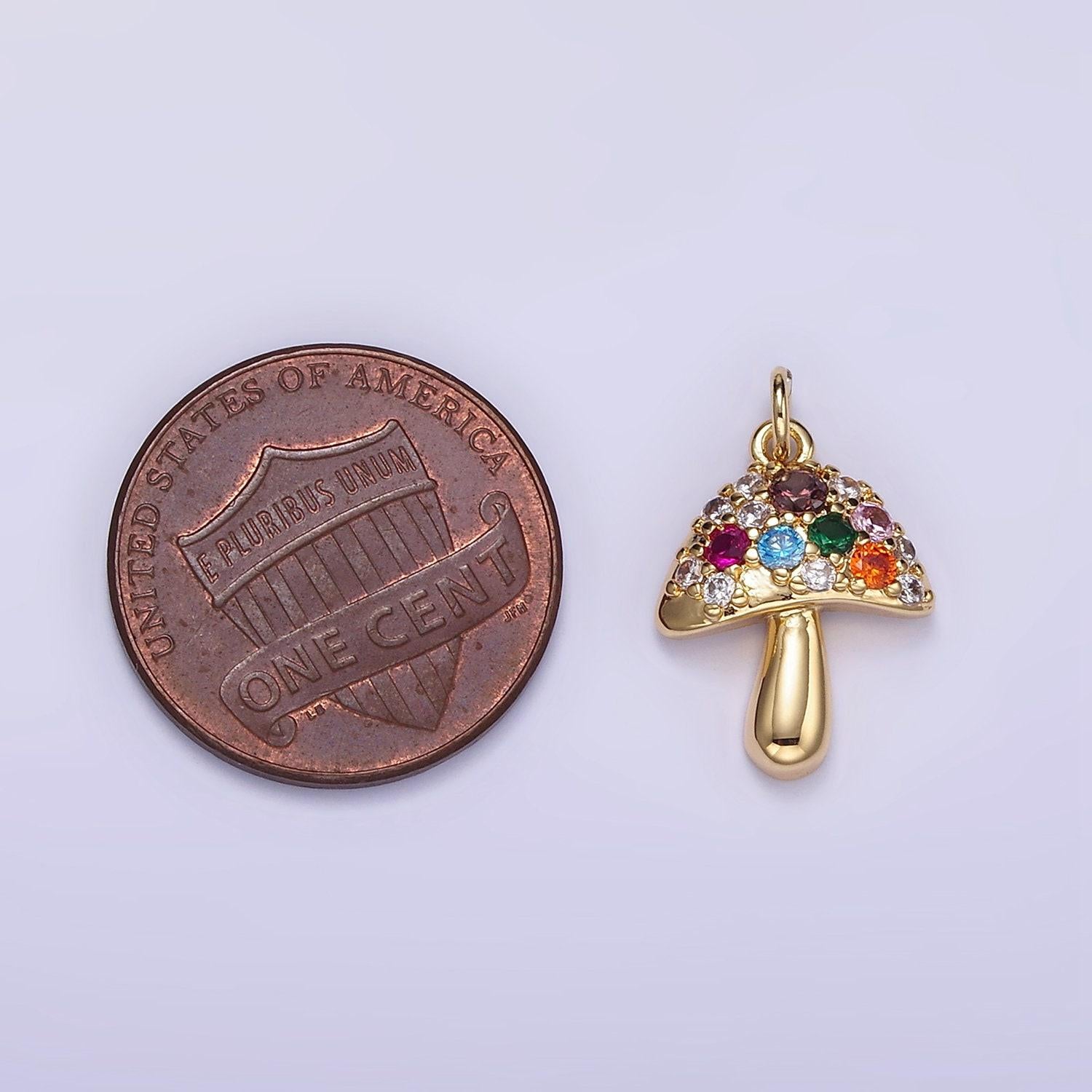 Mini mushroom charm mushroom pendant cubic zirconia charm jewelry supplies handmade jewelry bracelet necklace earring supplies w776
