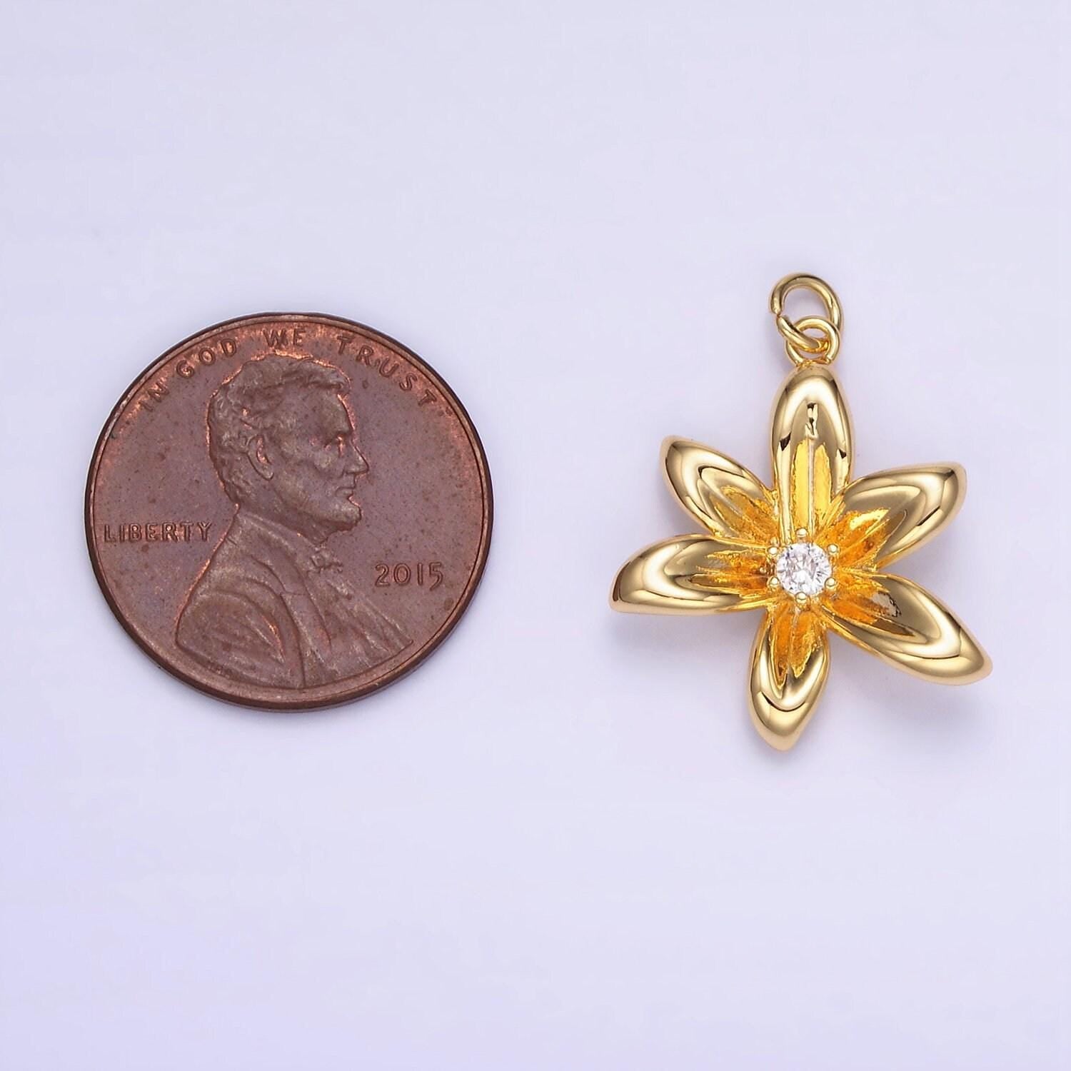 Dainty flower bud charm flower pendant for bracelet necklace earring supply w773