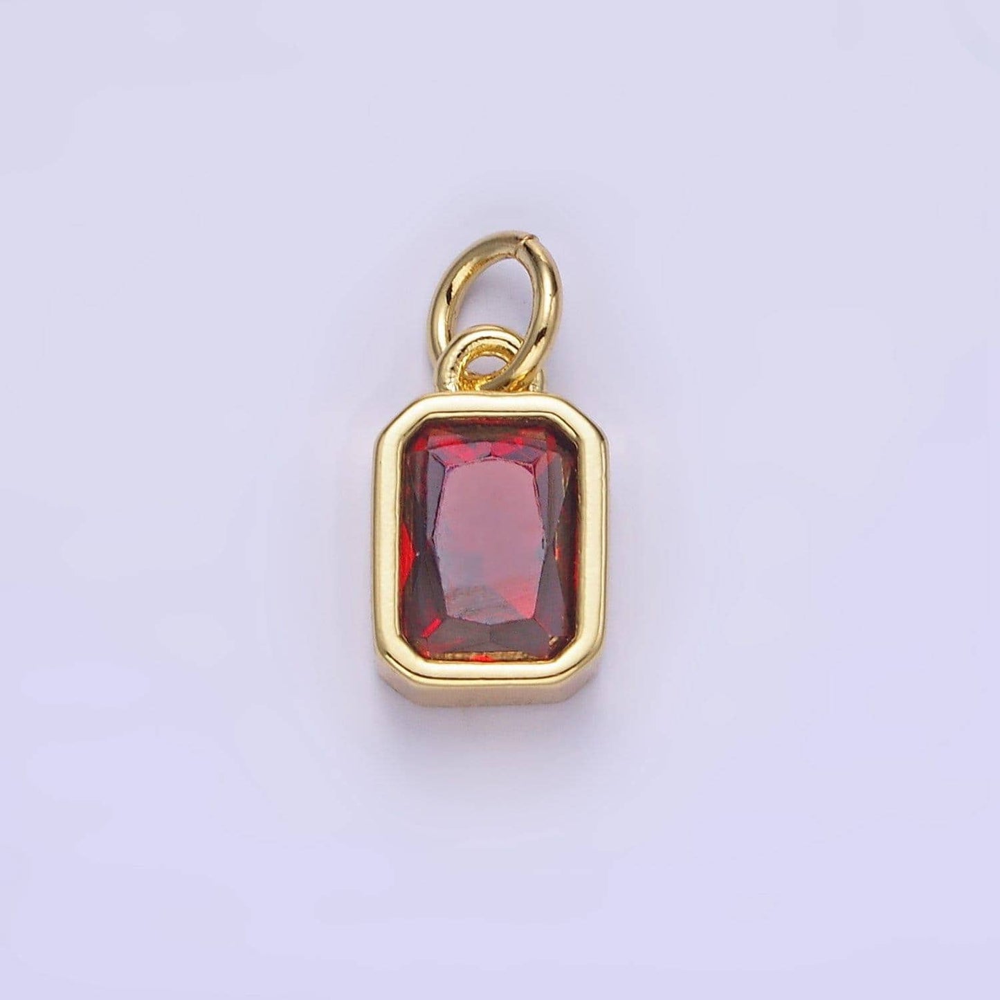 24k gold filled square multifaceted cubic zirconia stone personalized tag add-on charm birthstone charm earring bracelet supply | w748