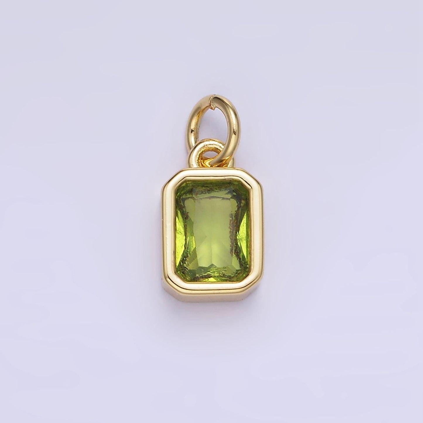 24k gold filled square multifaceted cubic zirconia stone personalized tag add-on charm birthstone charm earring bracelet supply | w748