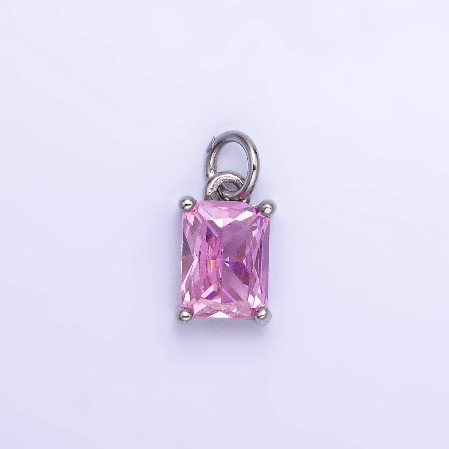 Birthstone add-on charm 10mm baguette cz in silver | w729-744