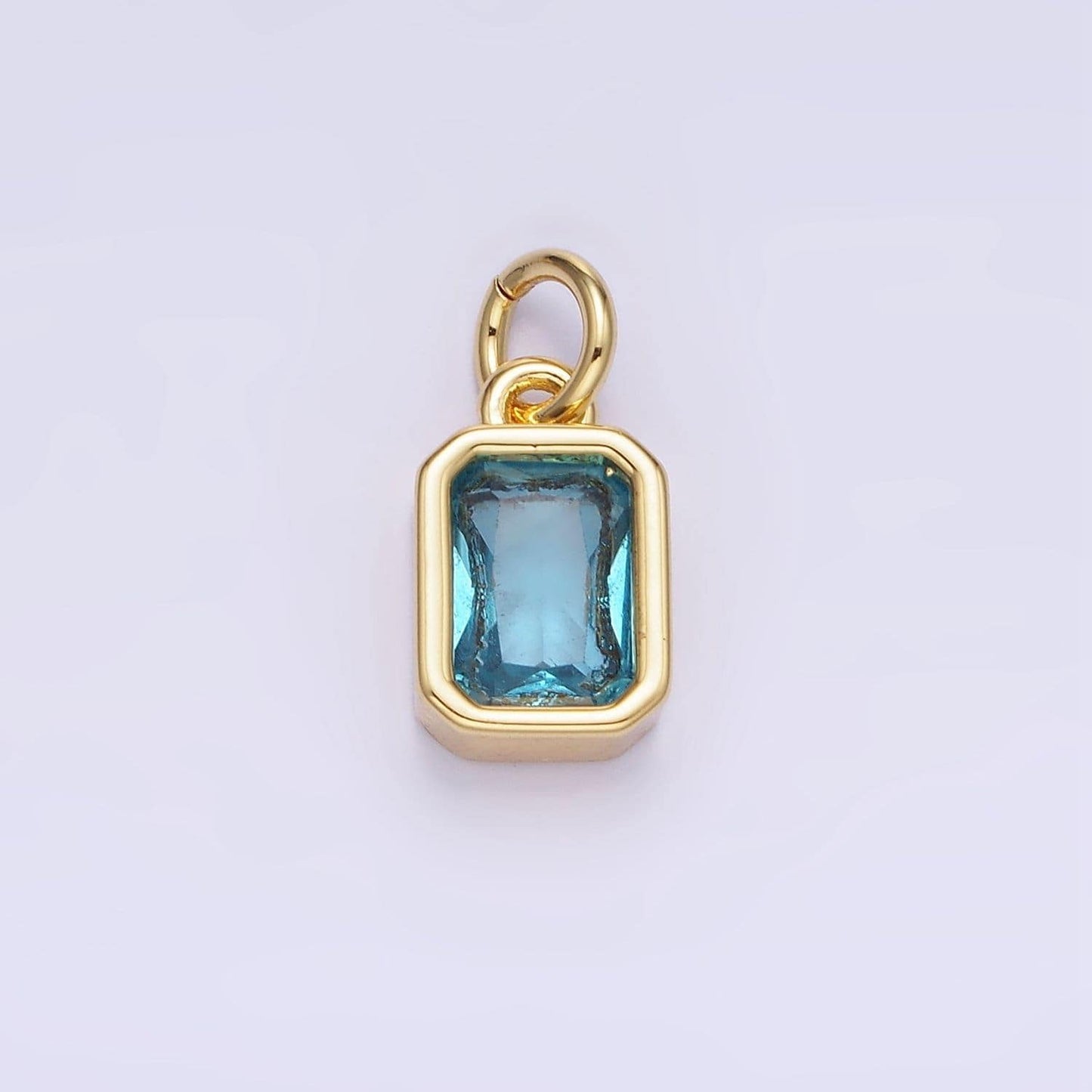 24k gold filled square multifaceted cubic zirconia stone personalized tag add-on charm birthstone charm earring bracelet supply | w748