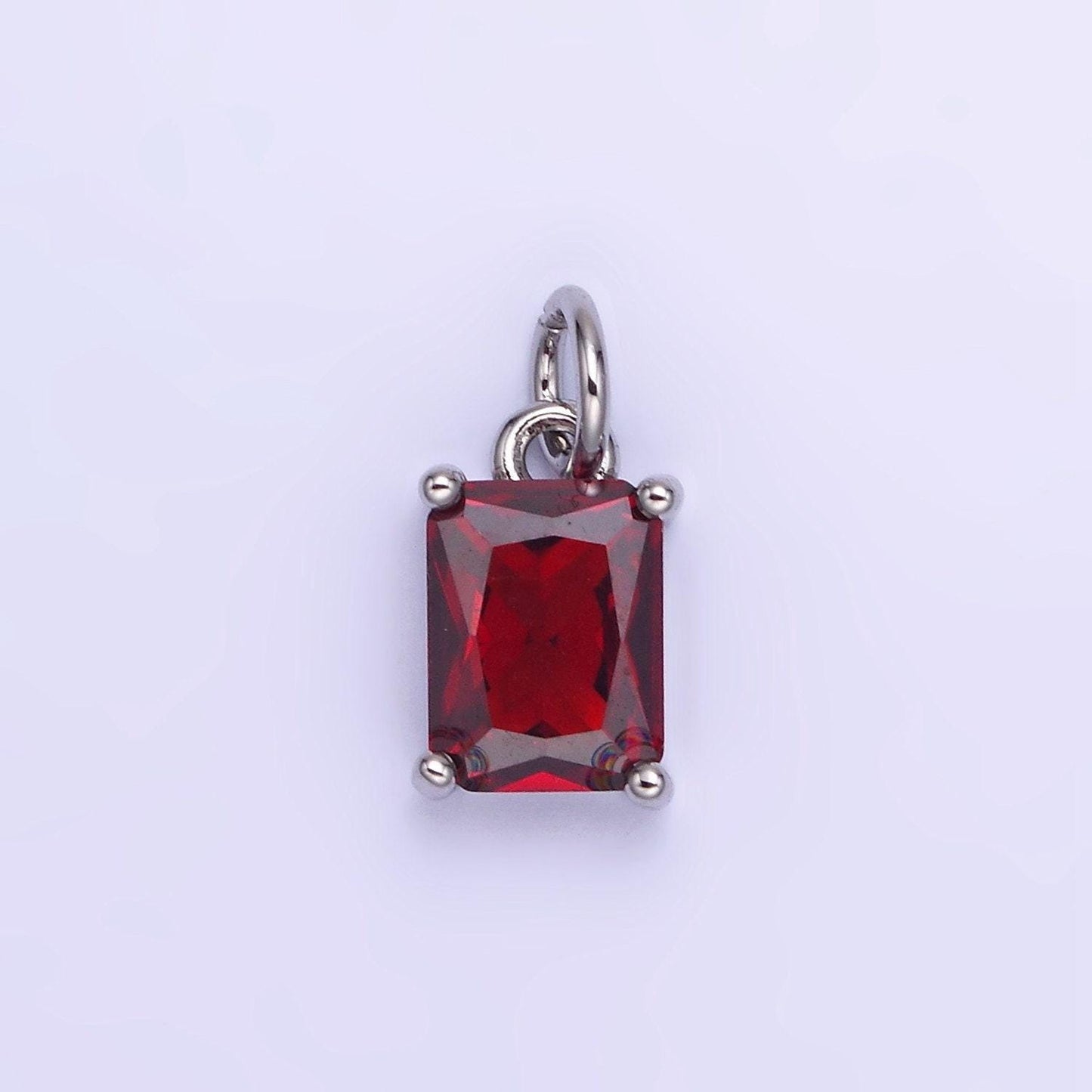 Birthstone add-on charm 10mm baguette cz in silver | w729-744
