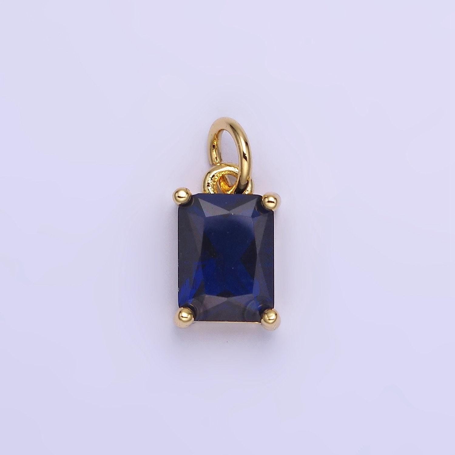 Birthstone add-on charm 10mm baguette cz in gold | w729-744