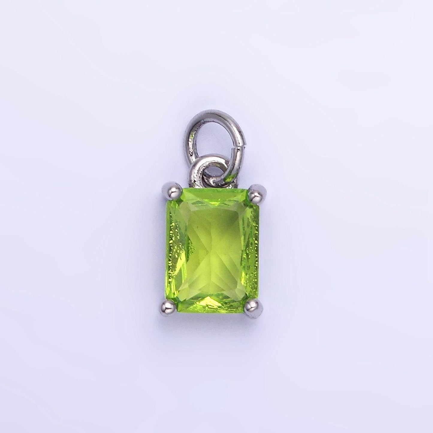 Birthstone add-on charm 10mm baguette cz in silver | w729-744