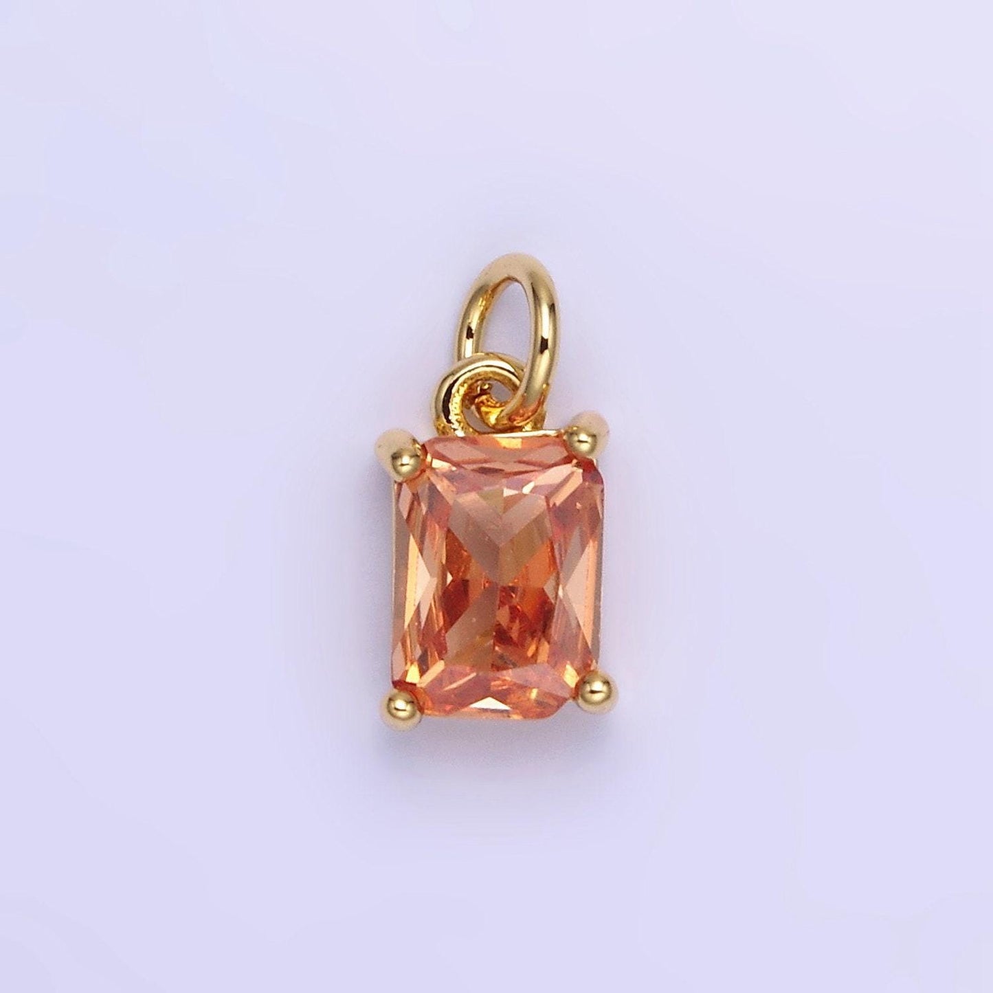 Birthstone add-on charm 10mm baguette cz in gold | w729-744