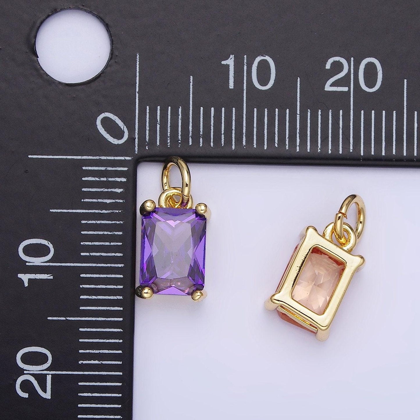 Birthstone add-on charm 10mm baguette cz in silver | w729-744