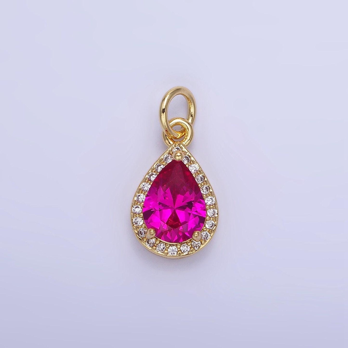 Teardrop birthstone cz gold charms | w704-w712
