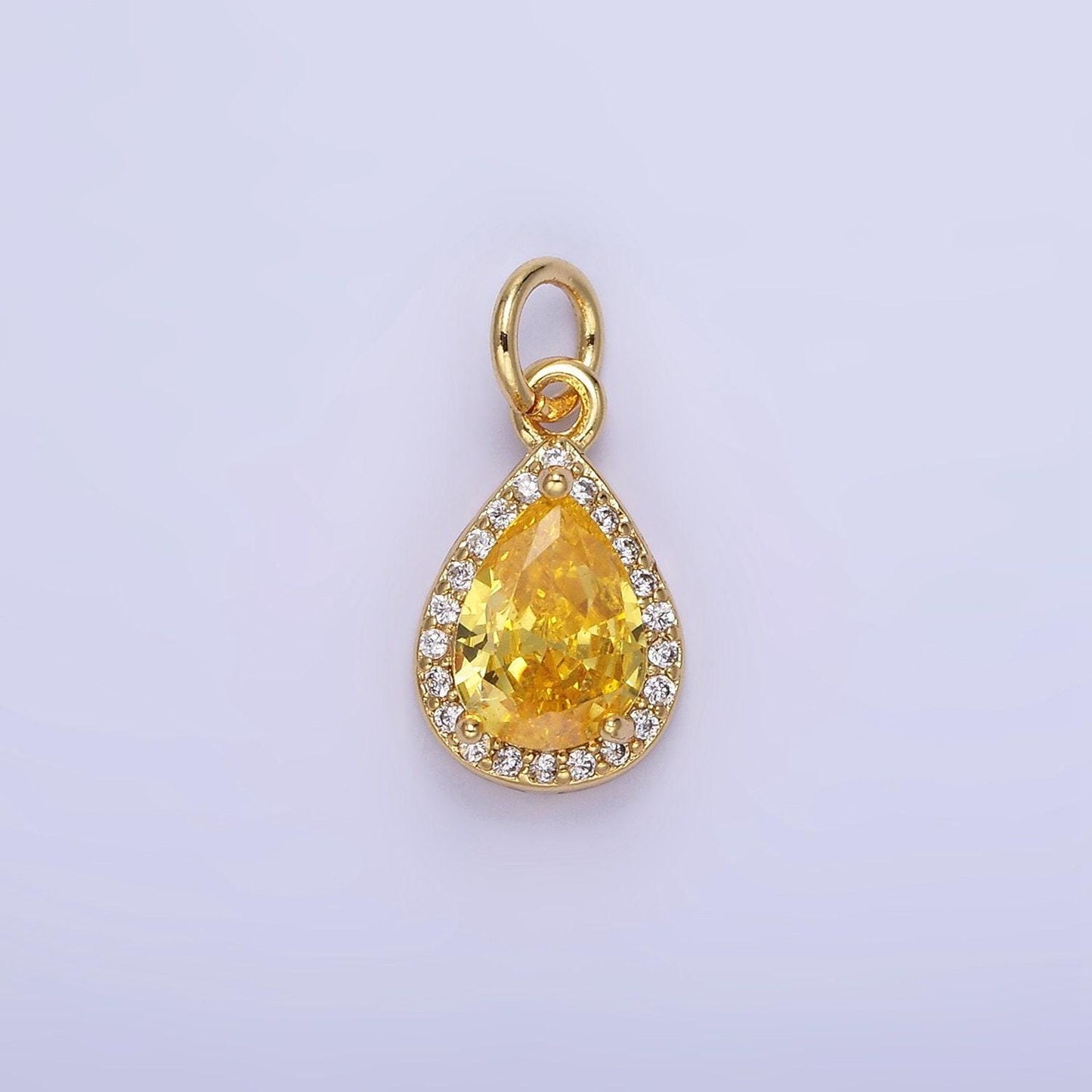Teardrop birthstone cz gold charms | w704-w712