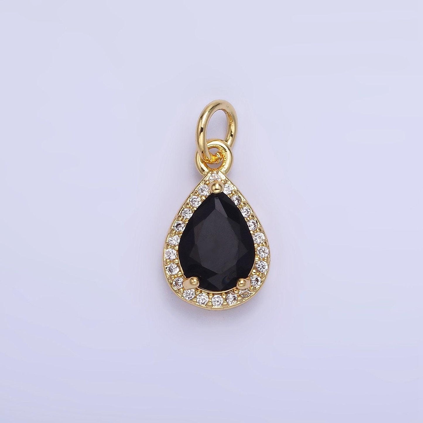 Teardrop birthstone cz gold charms | w704-w712