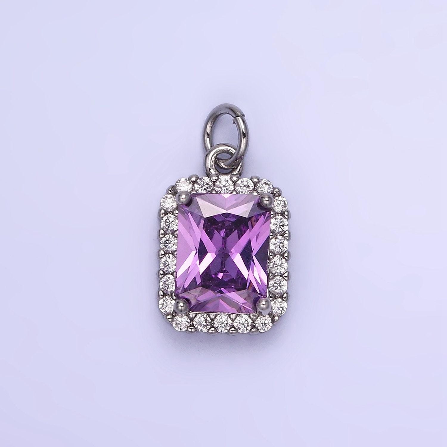 Gold & silver cz baguette 17mm dainty charm | w660-w663 / ag756-ag767