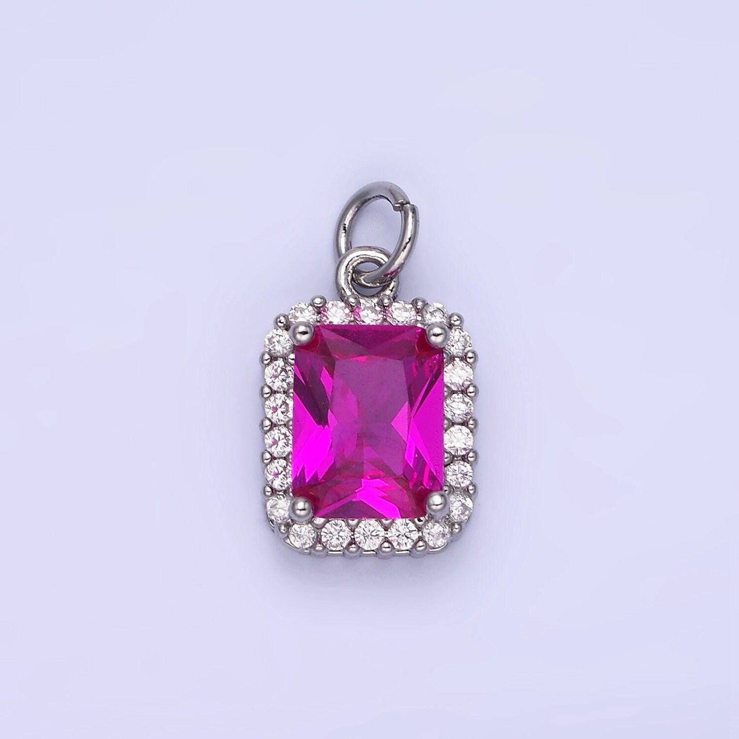 Gold & silver cz baguette 17mm dainty charm | w660-w663 / ag756-ag767