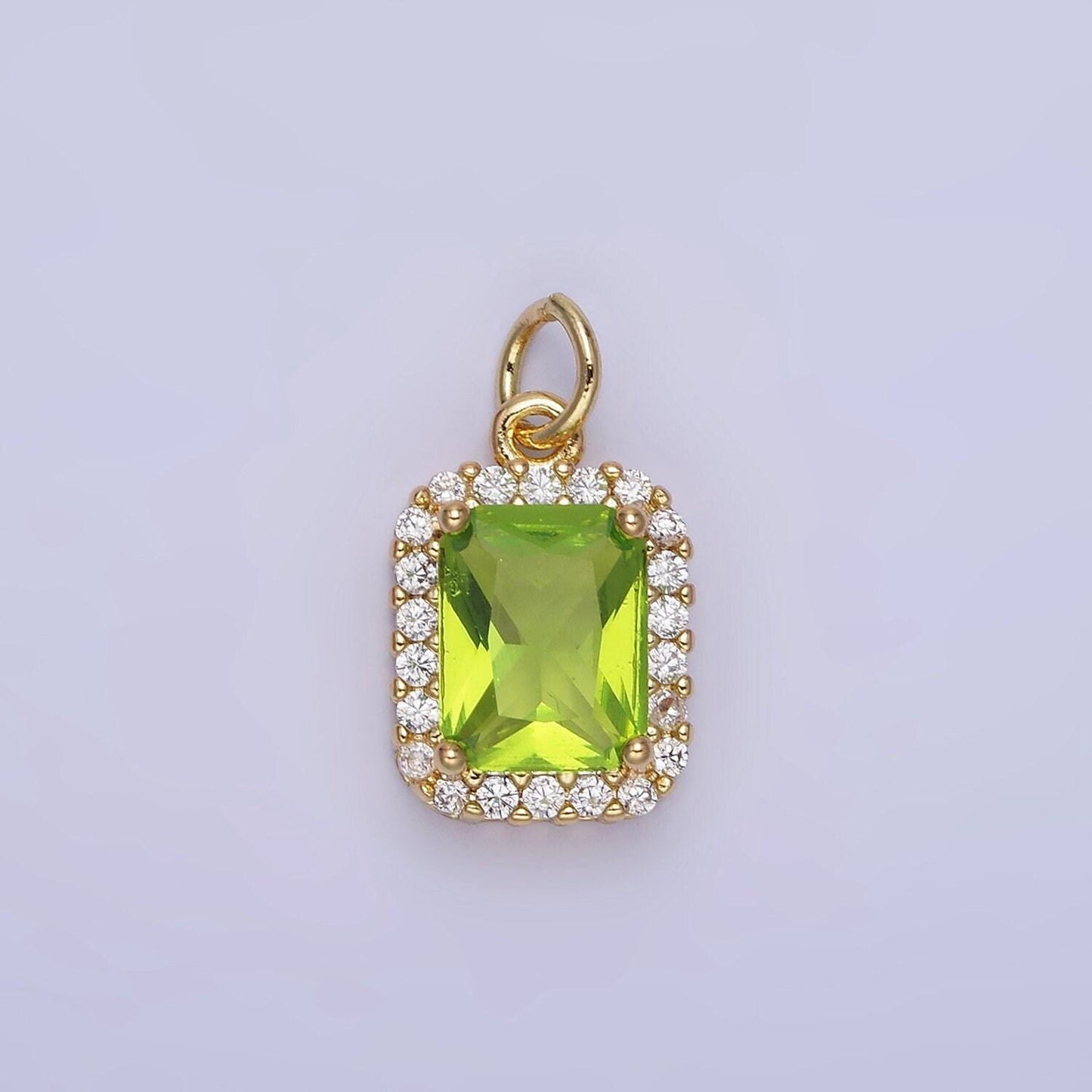Gold & silver cz baguette 17mm dainty charm | w660-w663 / ag756-ag767