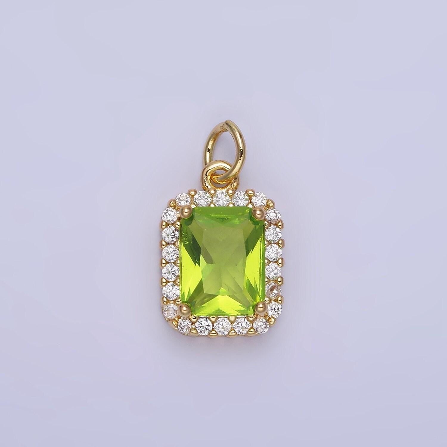 Gold & silver cz baguette 17mm dainty charm | w660-w663 / ag756-ag767
