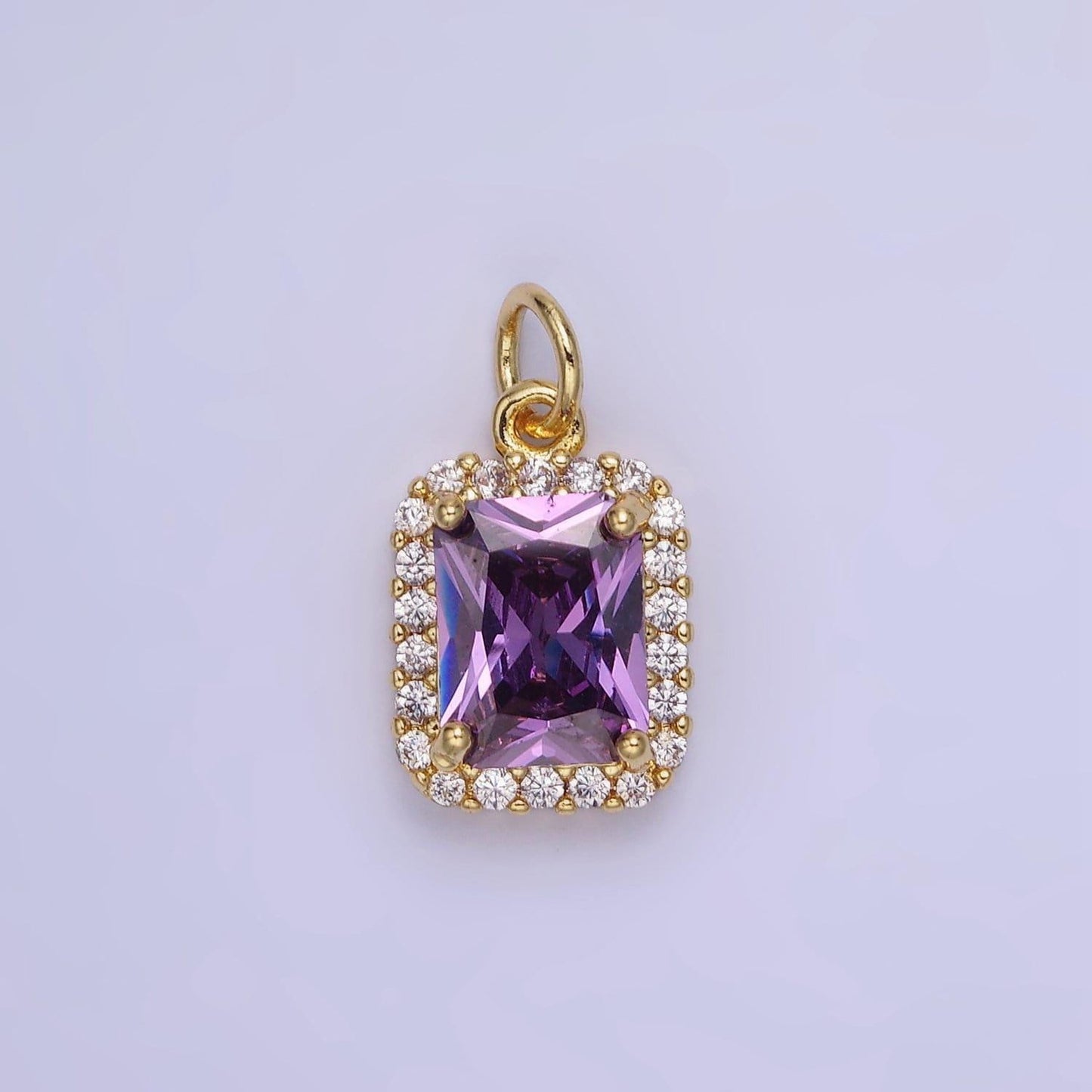 Dainty gold filled square cz baguette 17mm dainty charm | ag756-ag767