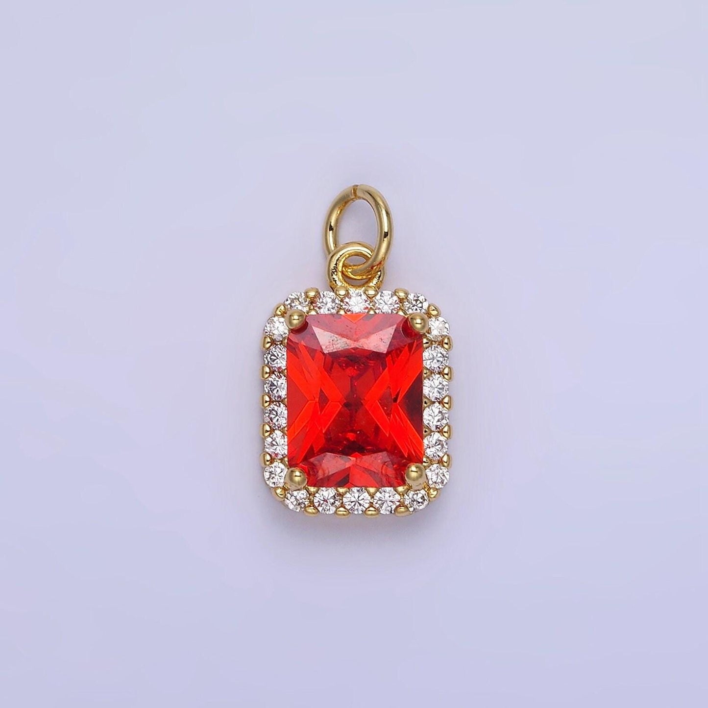 Dainty gold filled square cz baguette 17mm dainty charm | ag756-ag767