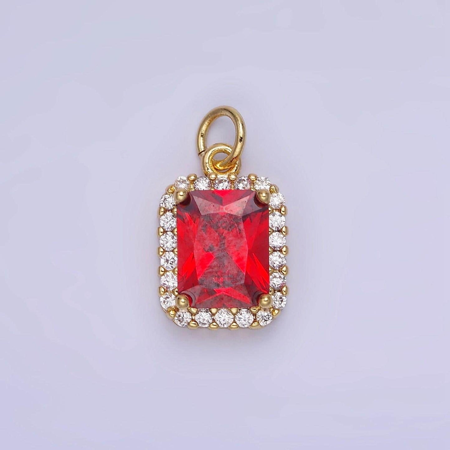Dainty gold filled square cz baguette 17mm dainty charm | ag756-ag767